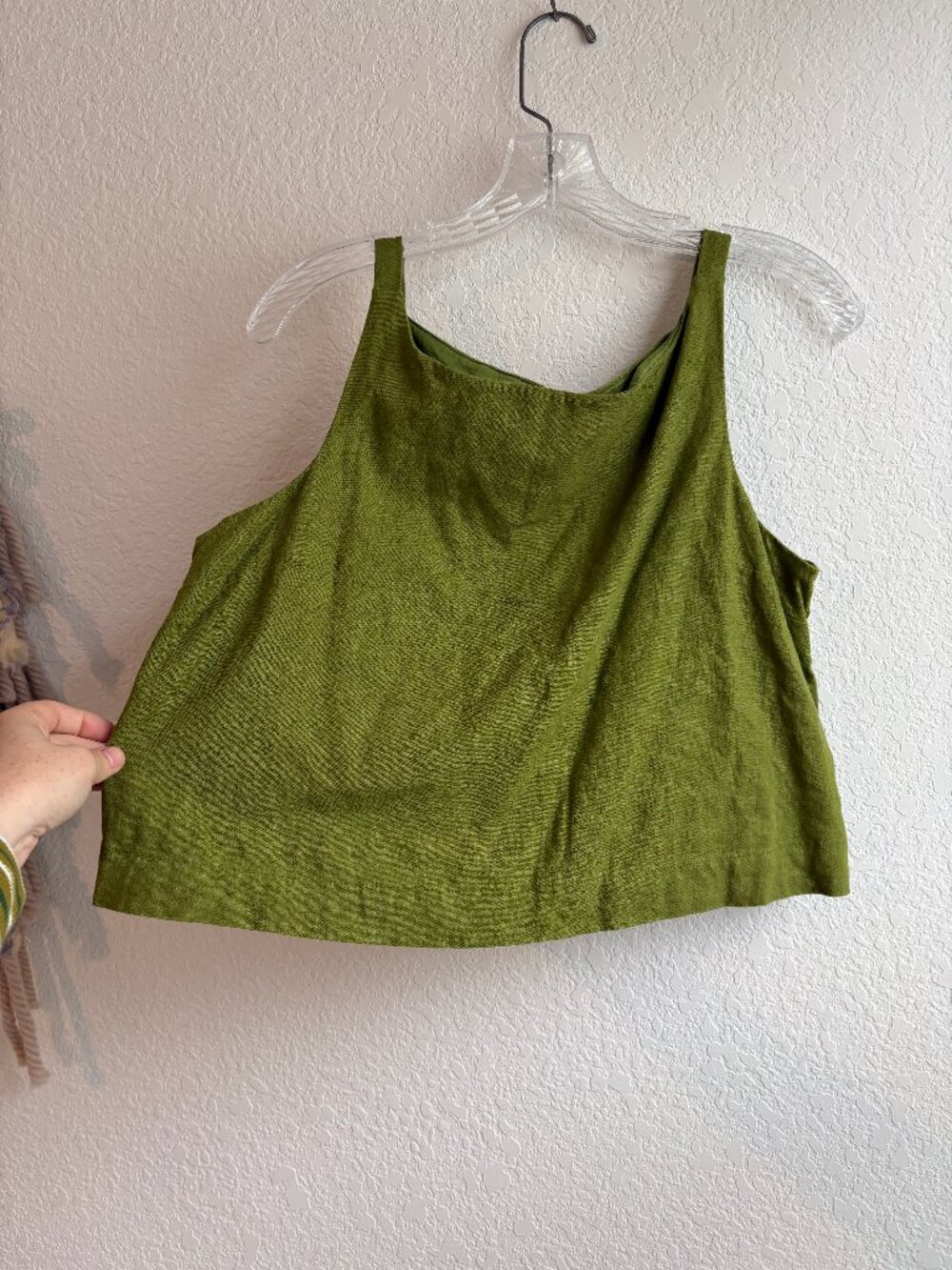 Gap Green Button-Back Linen-Blend Apron Top